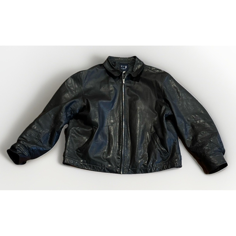 Vintage Gap Leather Motorcycle Jacket XL Cafe Racer Kanye YZY 90s Y2K Rare